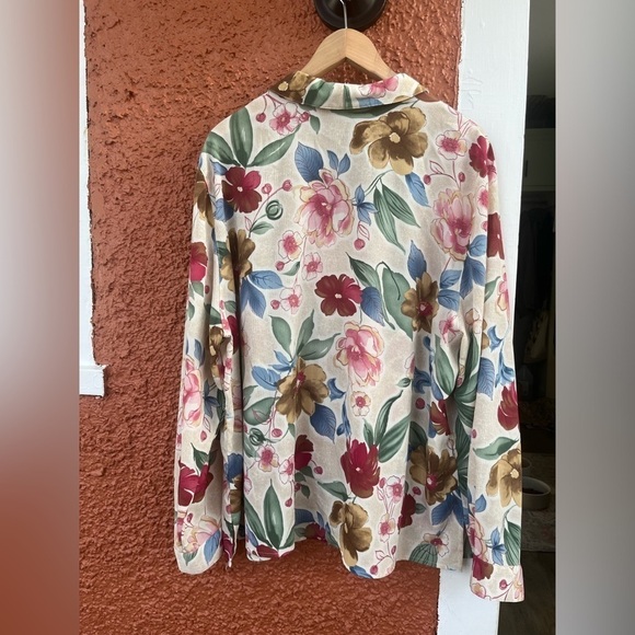 Alfred Dunner Floral Button Down, Size 22W Long Sleeve - Picture 2 of 6